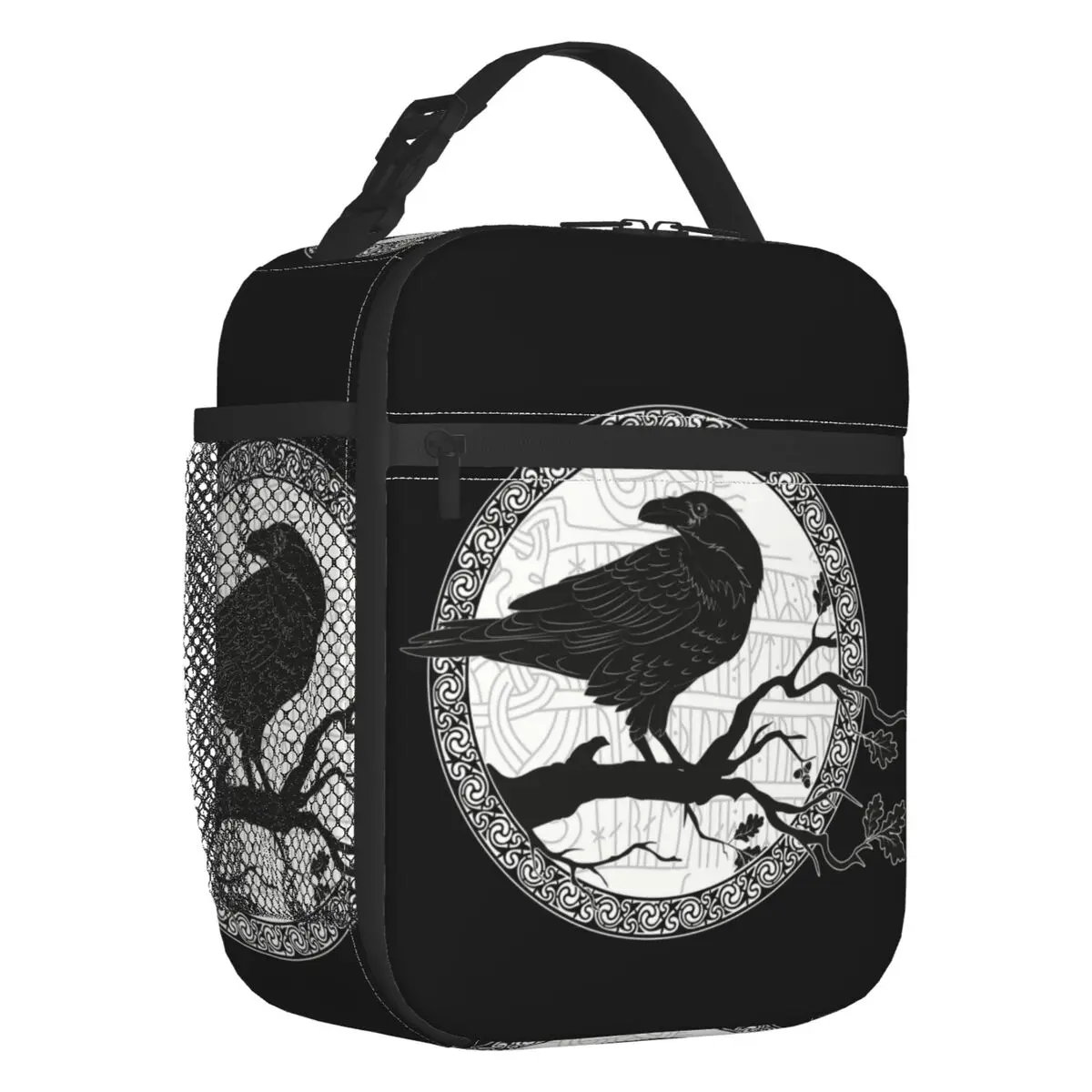 

Custom Odin Ravens Huginn Muninn Vikings Mythology Lunch Bag Women Warm Cooler Insulated Lunch Boxes for Kids School Children