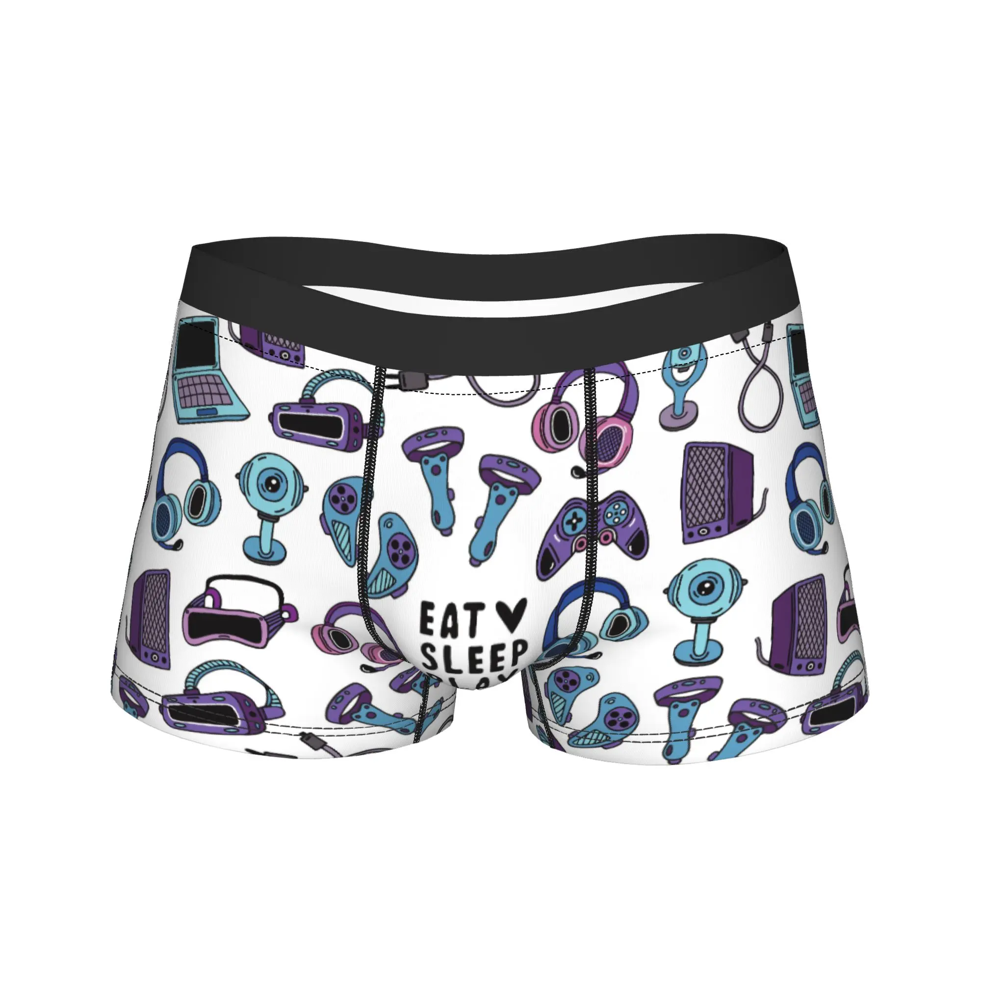 Men Game Controller Pattern Long Underwear  Humor Boxer Briefs Shorts Panties Male Mid Waist Underpants M-XXL