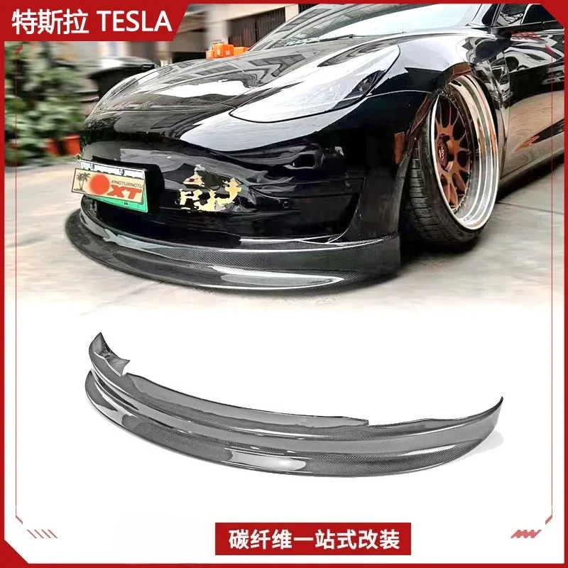 Applicable to Tesla Model 3 Carbon Fiber Modification Parts EPA Front Lip Small Surround Front Spoiler Head Lip