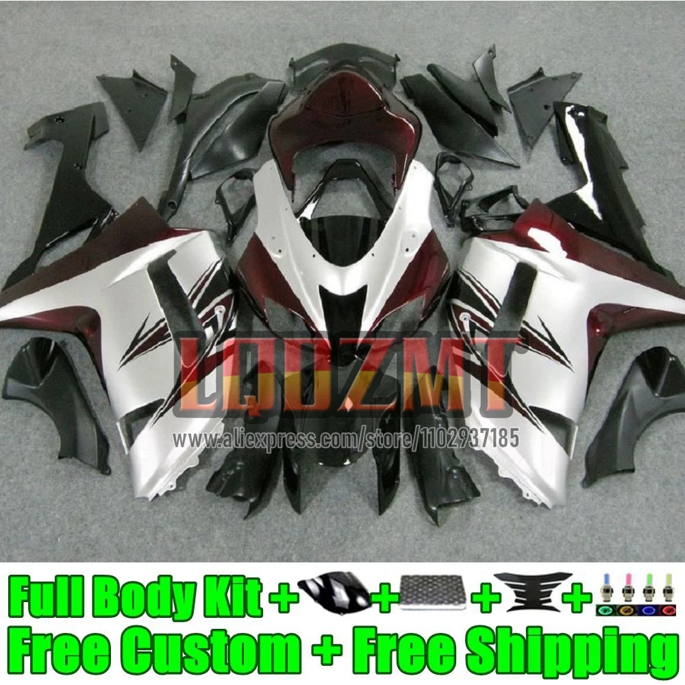 Injection Body For KAWASAKI NINJA ZX-6R ZX636 39No.60 red silvery ZX 636 6R 6 R ZX-636 ZX6R 2007 2008 600CC ZX600 07 08 Fairing