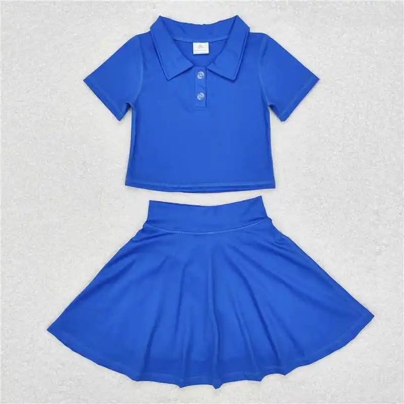 

Hot Sale Baby Girls Swimsuits Knit Knee Length Active Wear Athletic Dresses Boutique Clothes Blue Dress Shorts Kids Designer