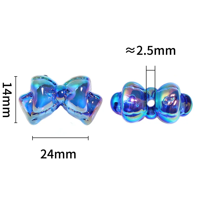 DIY Jewelry Findings Bright UV Coated Colors Ribbon Knot Tie Bow Acrylic Beads Ornament Accessories Pen Making 100pcs 14*24mm