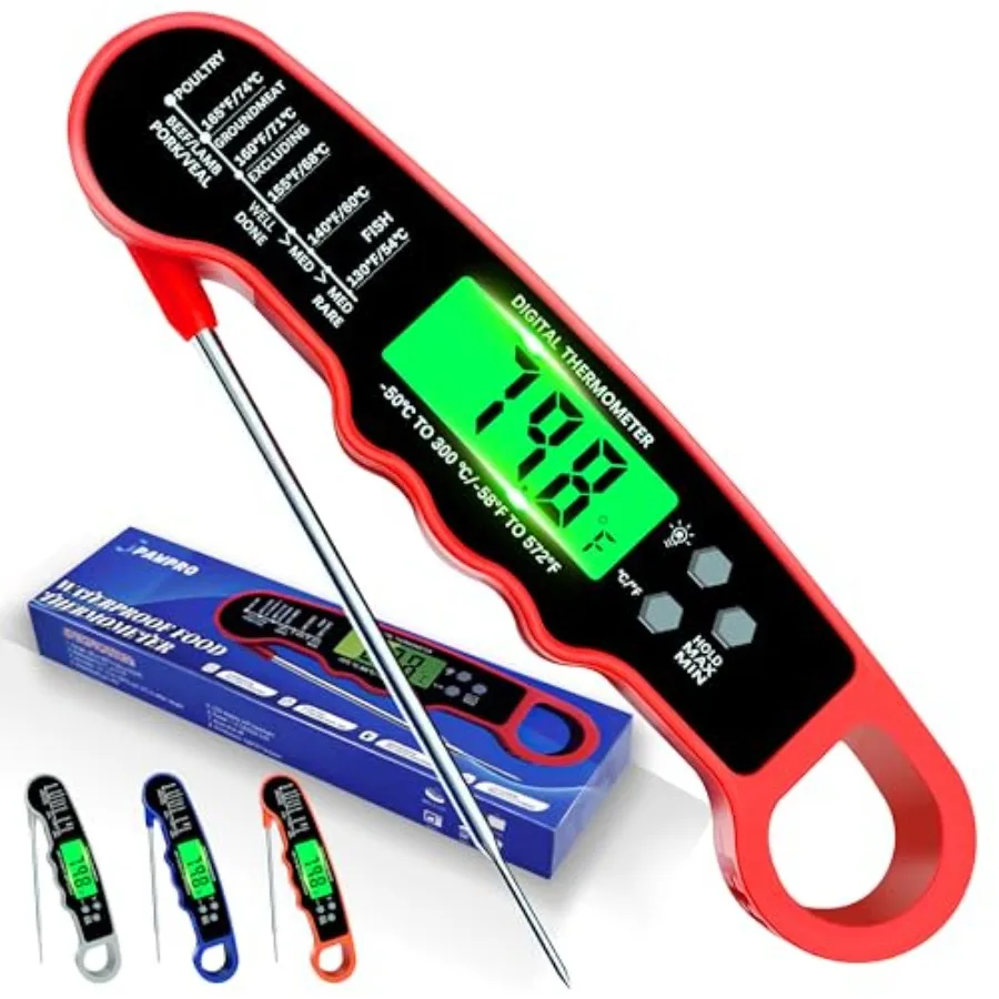 

Meat Thermometer Digital, Instant Read Meat Thermometer with Backlight and Magnet for Kitchen, Beef, Grill, Turkey, IP67 Waterp