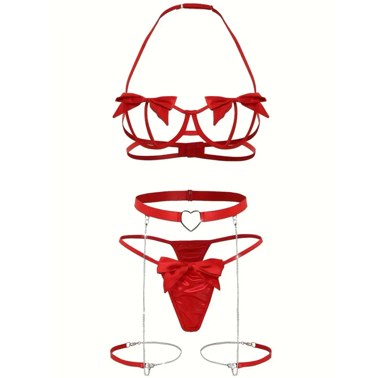 

Красный комплект нижнего белья с кружевными подвязками и цветочным принтом, женское нижнее белье с колье, 2022, бюстгальтер на косточках и стринги, комплект женского нижнего белья