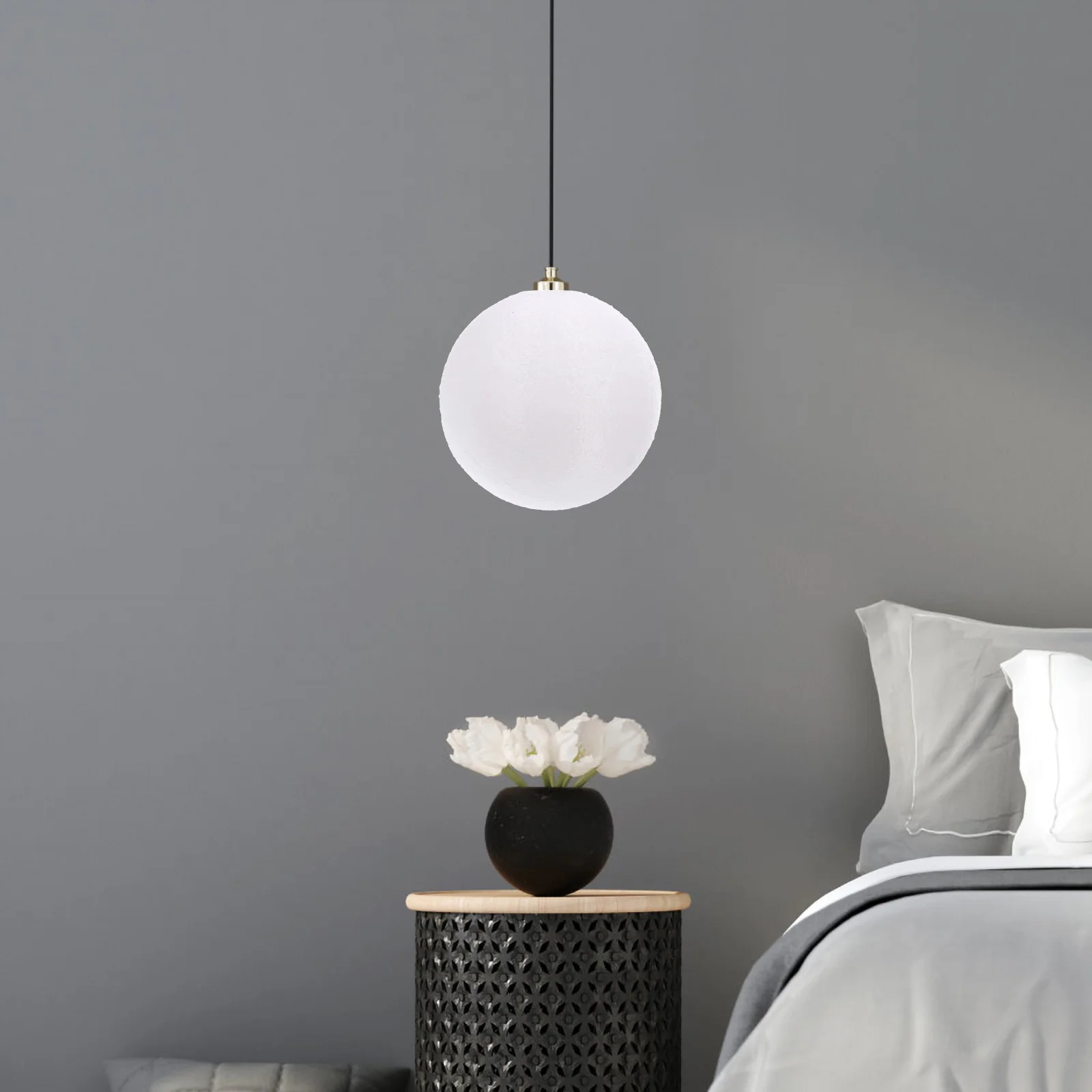 

Moon Lamp Shade Ball Shape Acrylic Lightweight Replacement Lampshade for Desk Floor Table Lamps Bedroom Living Room Light Cover