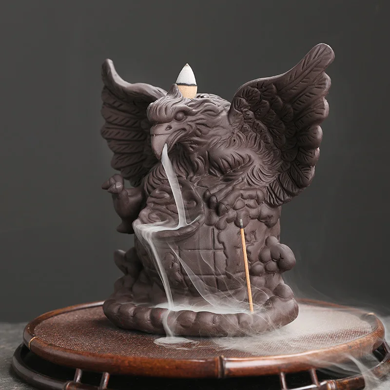 Purple Clay Backflow Incense Burner Craft Gift Ornament Creative World Map Eagle Backflow Incense Burner Wholesale