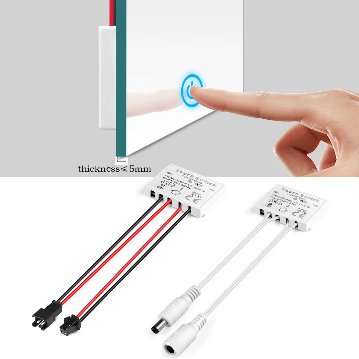 12V 24V Dimmer Touch Switch for Acrylic Panel & Glass LED Lights Concealed Mount 60W 2.5A