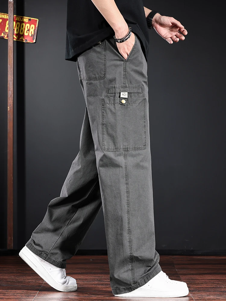 

American Retro Work Pants Men's Loose Straight Leg Wide Leg Casual Pants Spring Trendy Brand Faionable Youth Cotton Jeans