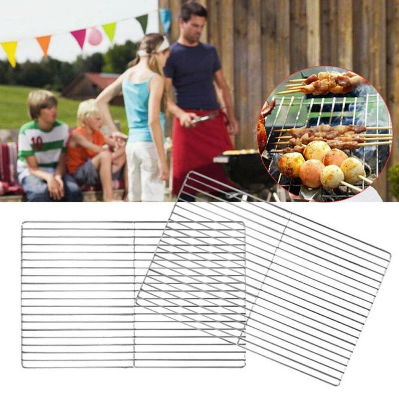 Barbecue BBQ Grill Net Stainless Steel Rack Grid Grate Replacement for Camping Cast Iron Grill Camping Grill Portable Grill