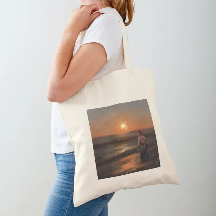 Pretty Sunset Drawing Woman in Ocean Tote Bag