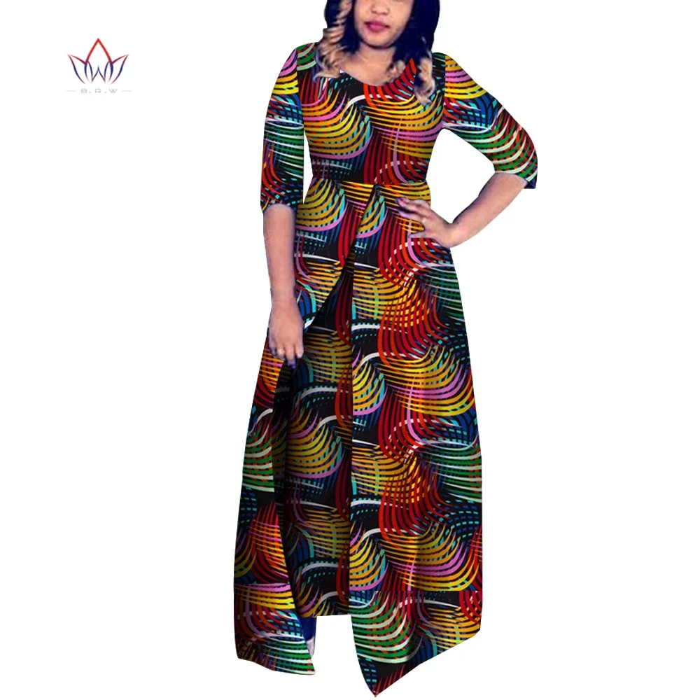 Customize African Women Clothes Jumpsuit Bodysuit Half Sleeve Trousers Women Party Clothing Long Jumpsuits Trousers KG688
