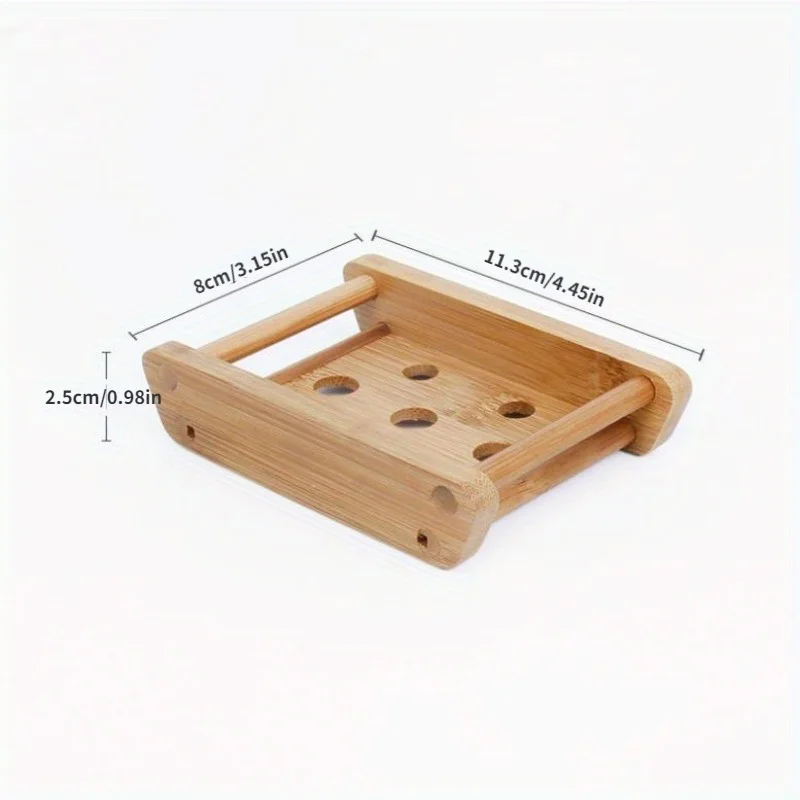 1Pc Bamboo Soap Box Oval Soap Holder Natural Wooden Soap Dish Anti Drain Tray Shower Bathroom Kitchen Bath Accessory view 2