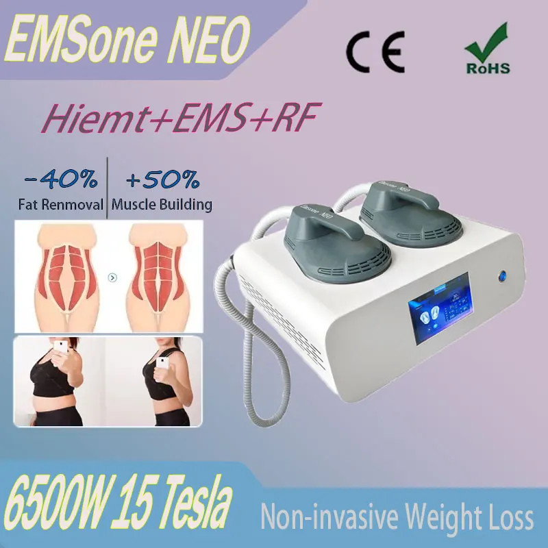 

Portable 6500W 15 Tesla EMS Fat Burning Muscle Stimulating Machine with Four Handle Pelvic Options EMSone NEO