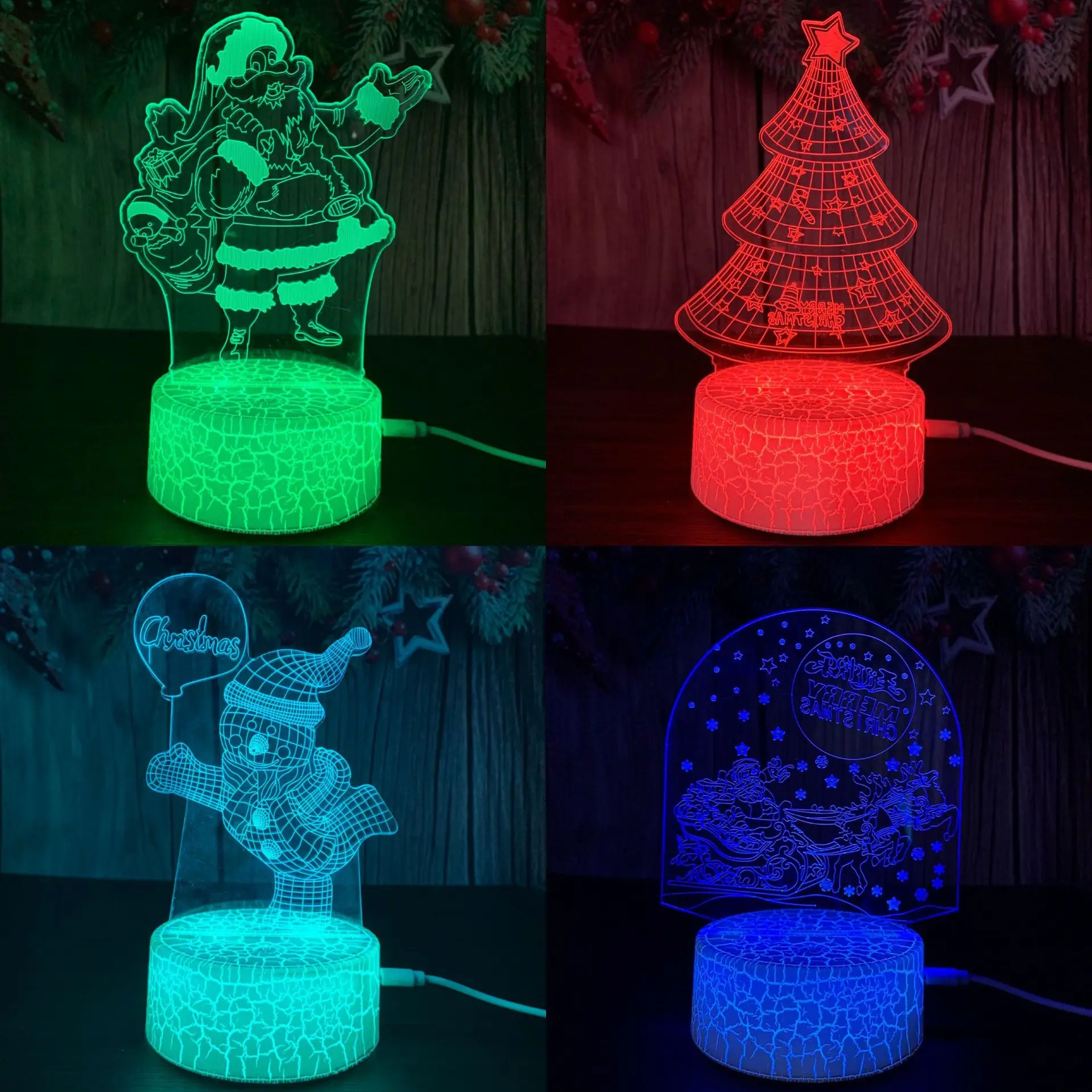 Christmas series colorful 3D night light LED touch remote control creative gift table lamp moon lamp motion sensor light  night