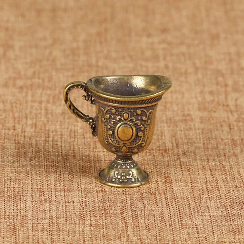 1 Pcs New Antique Small Copperware Buddha Tea Set Copper Teacup Brass Keychain Pendant Home Living Room Decoration Crafts Gift