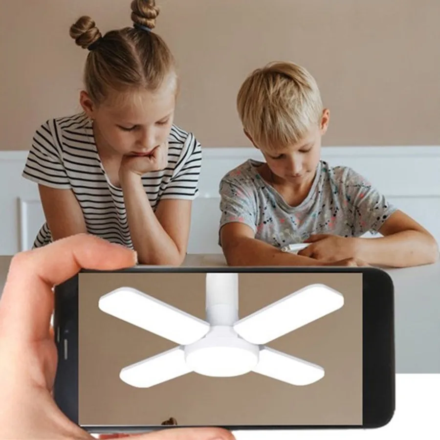 Lamp Garage Light LED Mini Four Leaf Light Foldable Light Three Leaf Light Adjustable LED Wings Standard Medium Base Room Decor