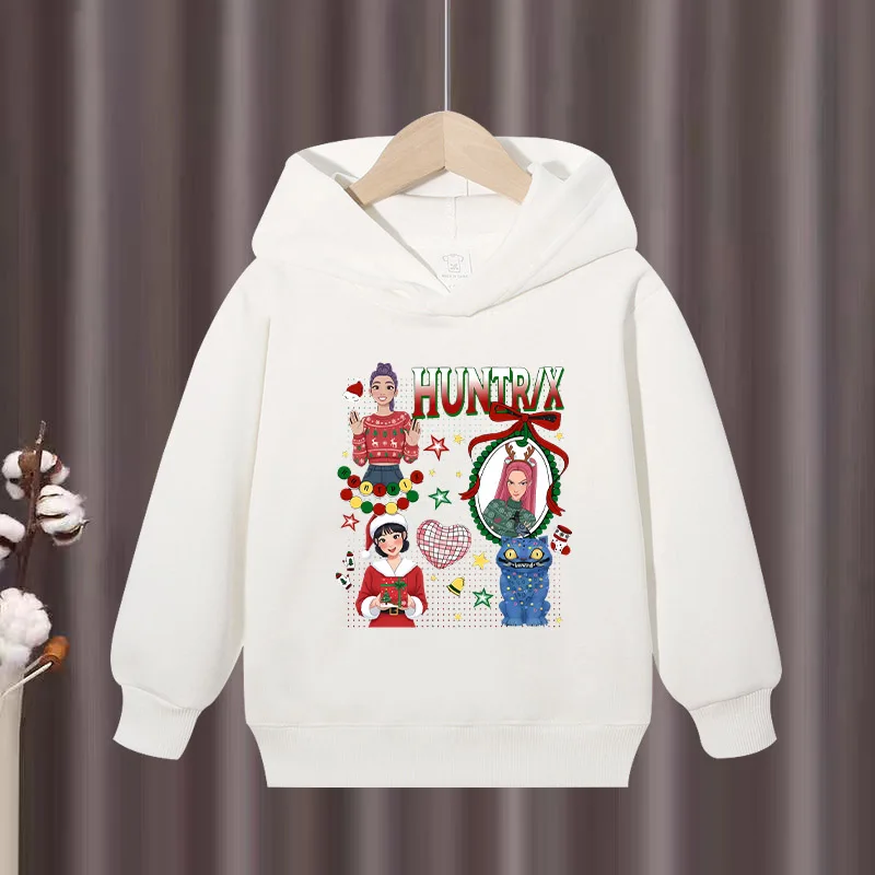 جديد KPop شيطان الصيادين الأطفال مقنعين Sweatshi أنيمي عيد الميلاد طباعة طاقم الرقبة البلوز الفتيات Kawaii الشتاء بلوزات دافئة غير رسمية