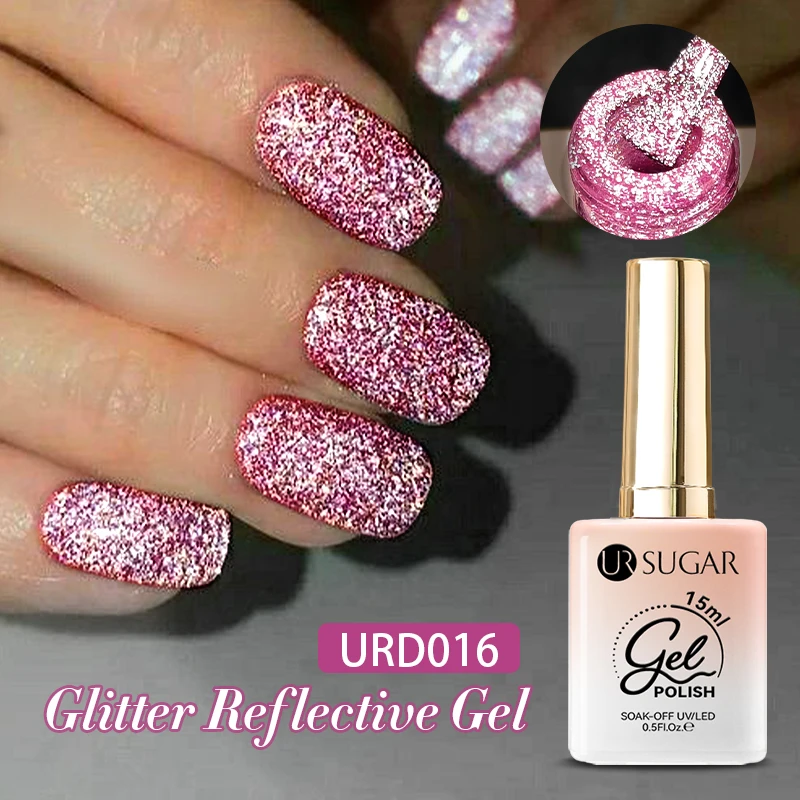 UR السكر 15 مللي الوردي بريق الفلورسنت عاكس جيل للأظافر البولندية تأثير فلاش النيون شبه دائم UV LED هلام مسمار الفن مانيكير #1