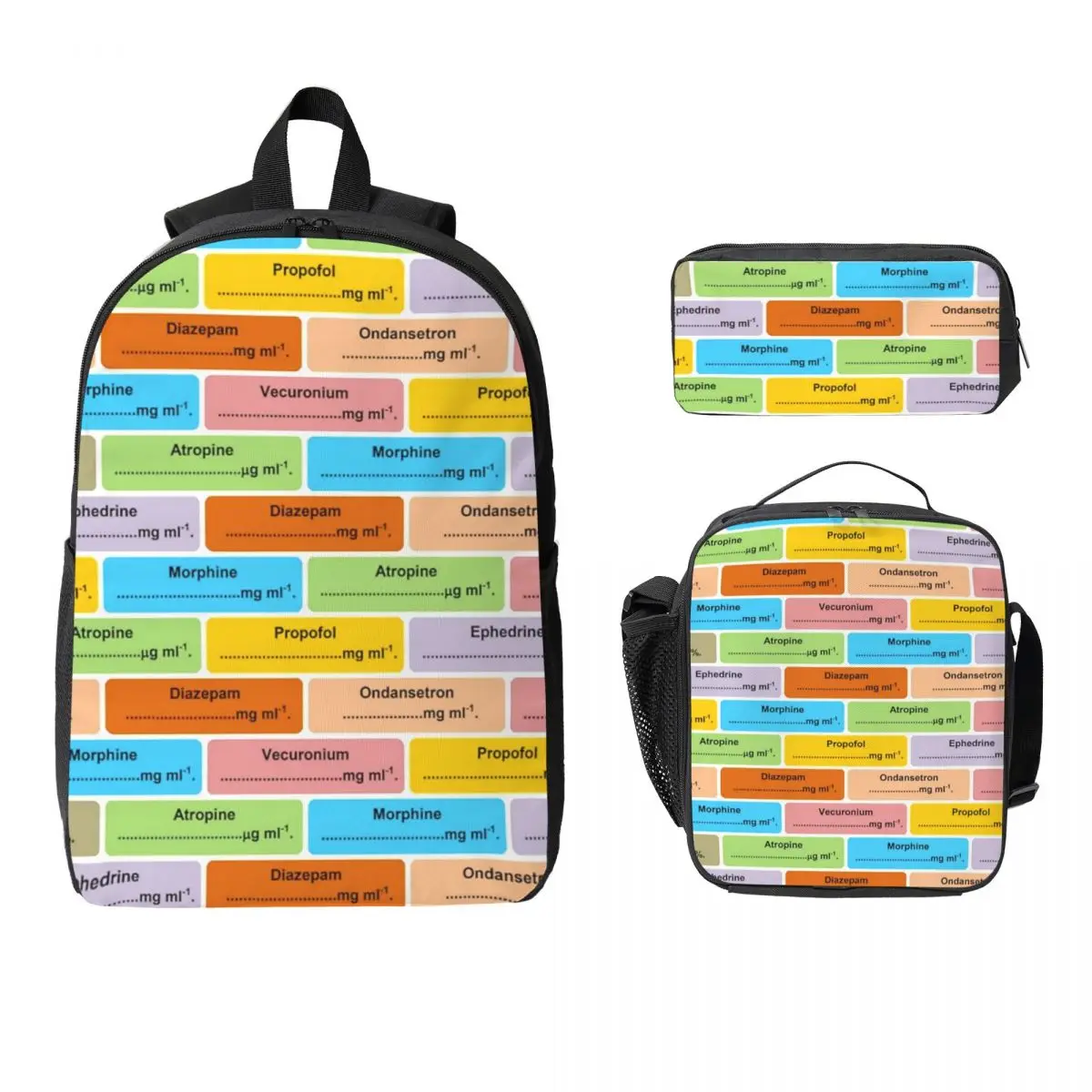 

Подарок для анестезиста, анестезизма, анестезиолога, рюкзак с этикеткой для лекарств, школьная сумка, 3 шт., изолированная сумка для обеда, пенал