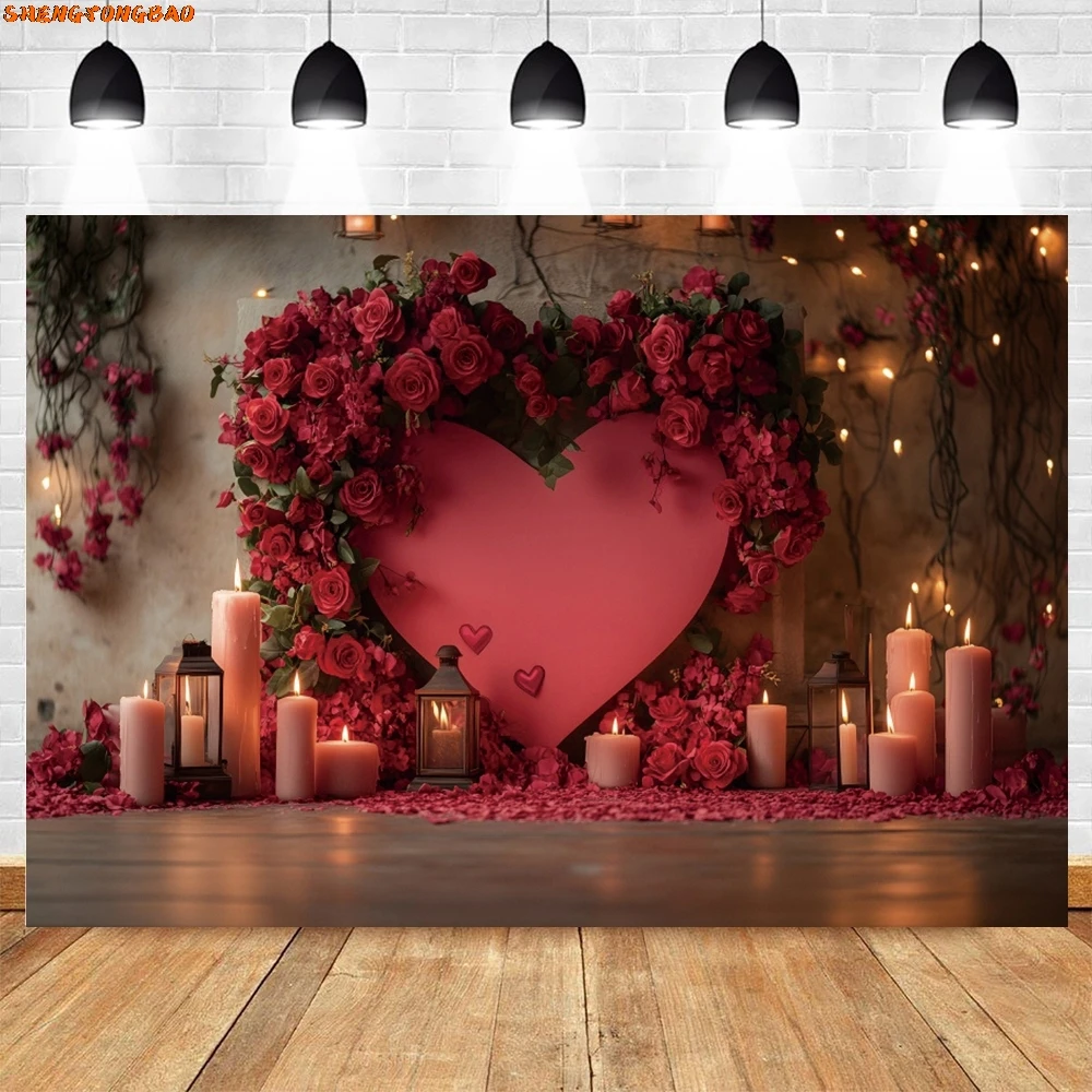 خلفية تصوير لعيد الحب، زهور الورد الأحمر، شموع على شكل قوس على شكل قلب، 14 فبراير، صورة زوجين حلوة، خلفية للتصوير الفوتوغرافي