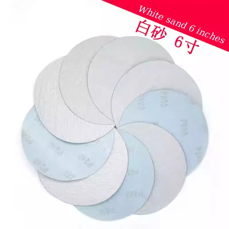 8~25PCS 6Inch 150mm Sanding Discs Hook & Loop White Dry Grinding Sandpaper 60 80 100 120 to 1000 Grit for Polishing Grinding