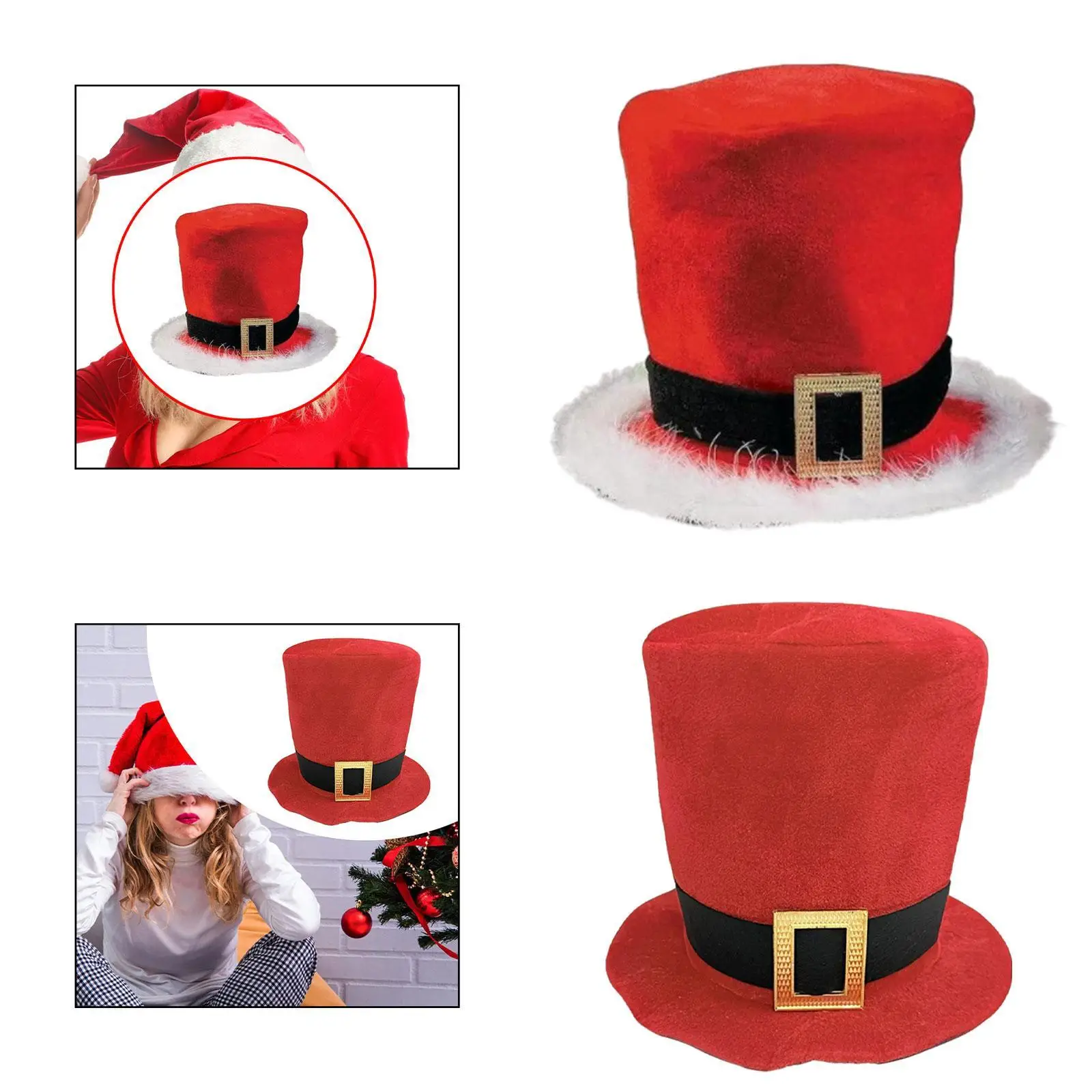 Świąteczny cylinder Miękki wystrój dla mężczyzn, kobiet i dorosłych Kostium na Boże Narodzenie