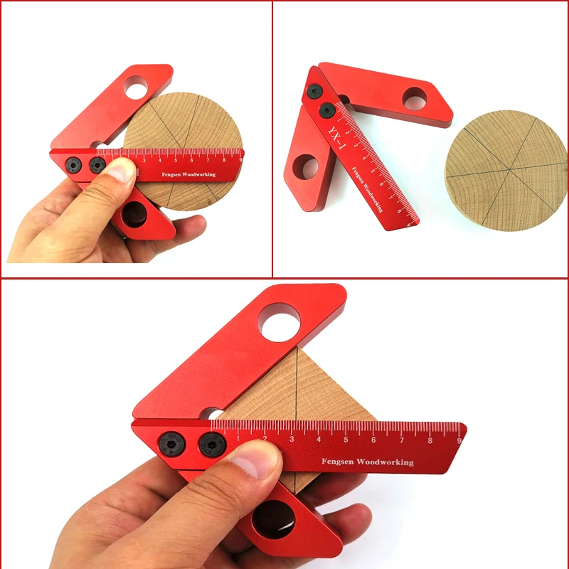 Center Finder, Line Gauge, Woodworking Aluminum Alloy Center Scribe Measuring Tool, 45/90 Degree Right Angle Carpenter Ruler