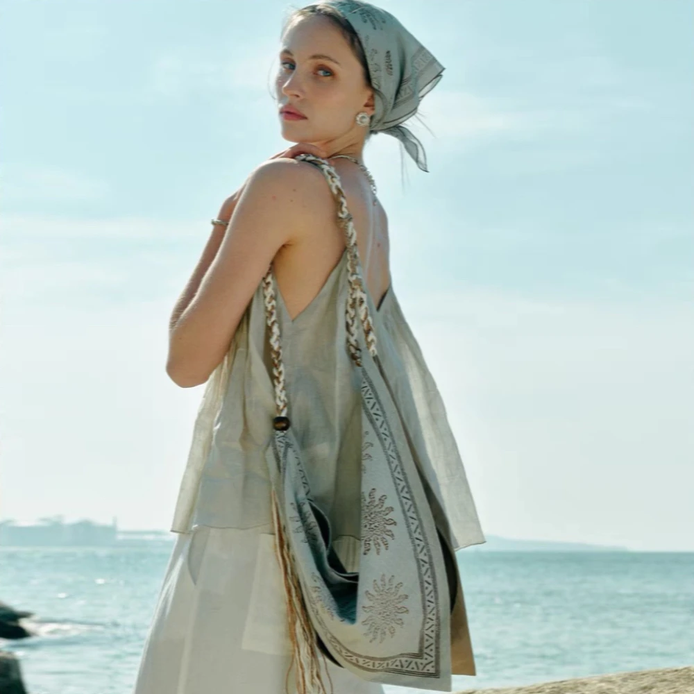 

Тканевые сумки в этническом стиле, повседневная богемная сумка через плечо из льняной веревки для женщин, новинка 2025 года, уникальный уникальный дизайн