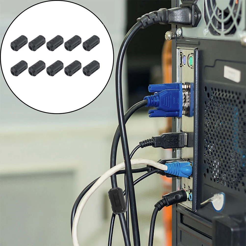 

10 Pcs Core Noise Noise Suppressor Filter Suppressor Filter Black Cable Clip Removable EMI Shield Degaussing Ring