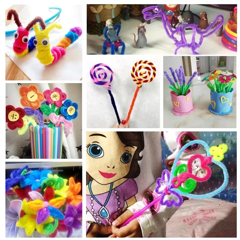 ABJI-Colorful Pipeline Cleaner Toy Handmade DIY Twist Stick Educational Twist Stick Color Hair Root Tops