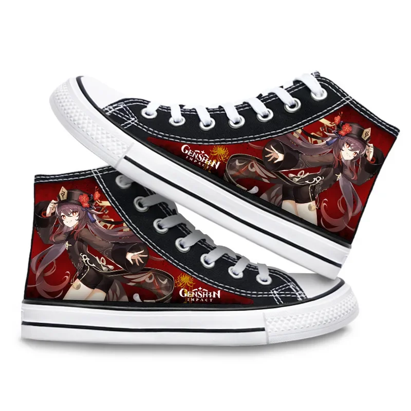 Anime Genshin Impact Zhongmovies Xiao Cosplay Chaussures en toile, Baskets montantes, Chaussures décontractées, Style de rue, Mode