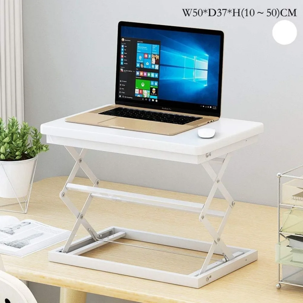 Compact & Solid Aluminum Standing Desk, Desktop Platform Height Adjustable w/Smooth Air Assist, Instant Sit Stand Converter & Mo