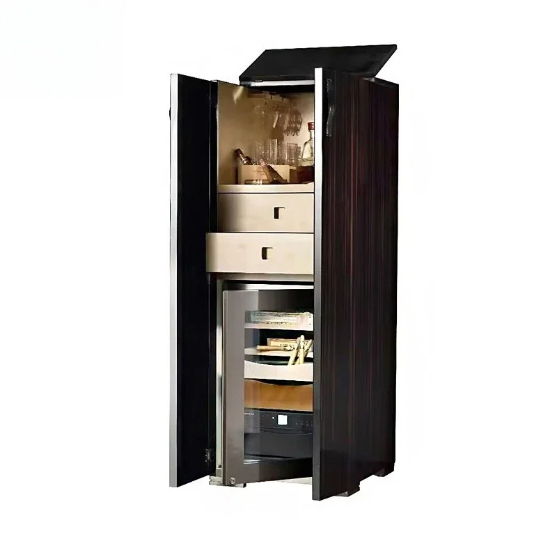 High-end designer solid wood creative wine cabinet Italian light luxury, villa luxury locker