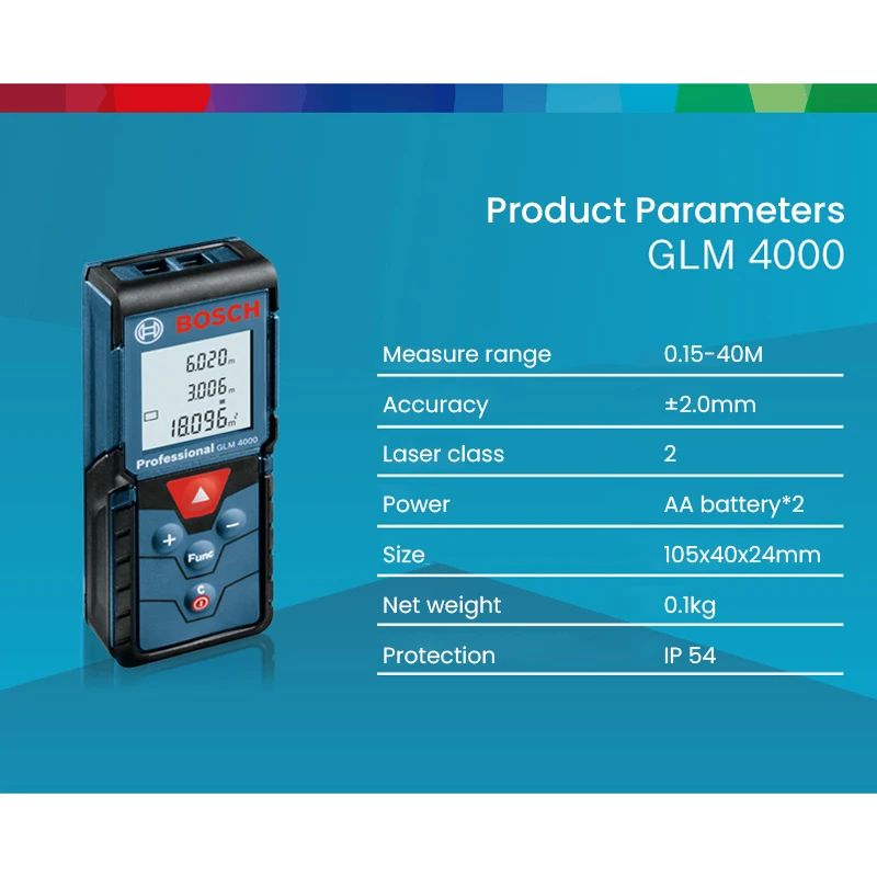 Bosch GLM 4000 Laser Range Finer Professional 40M Electric Distance Meter Handheld Outdoor Ruler Tape Measuring Instrument Tool