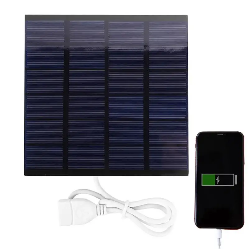 1.5W 6V Outdoor USB Solar Cells Charger Solar Charger for Camping Hiking Picnic RV Marine and Backyard Use 110*110MM