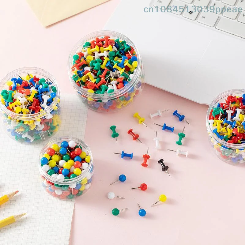 100 Pcs/box Assorted Making Thumb Tacks Multicolor Plastic Tacks Push Pins Cork Board Office School Stationery Supplies