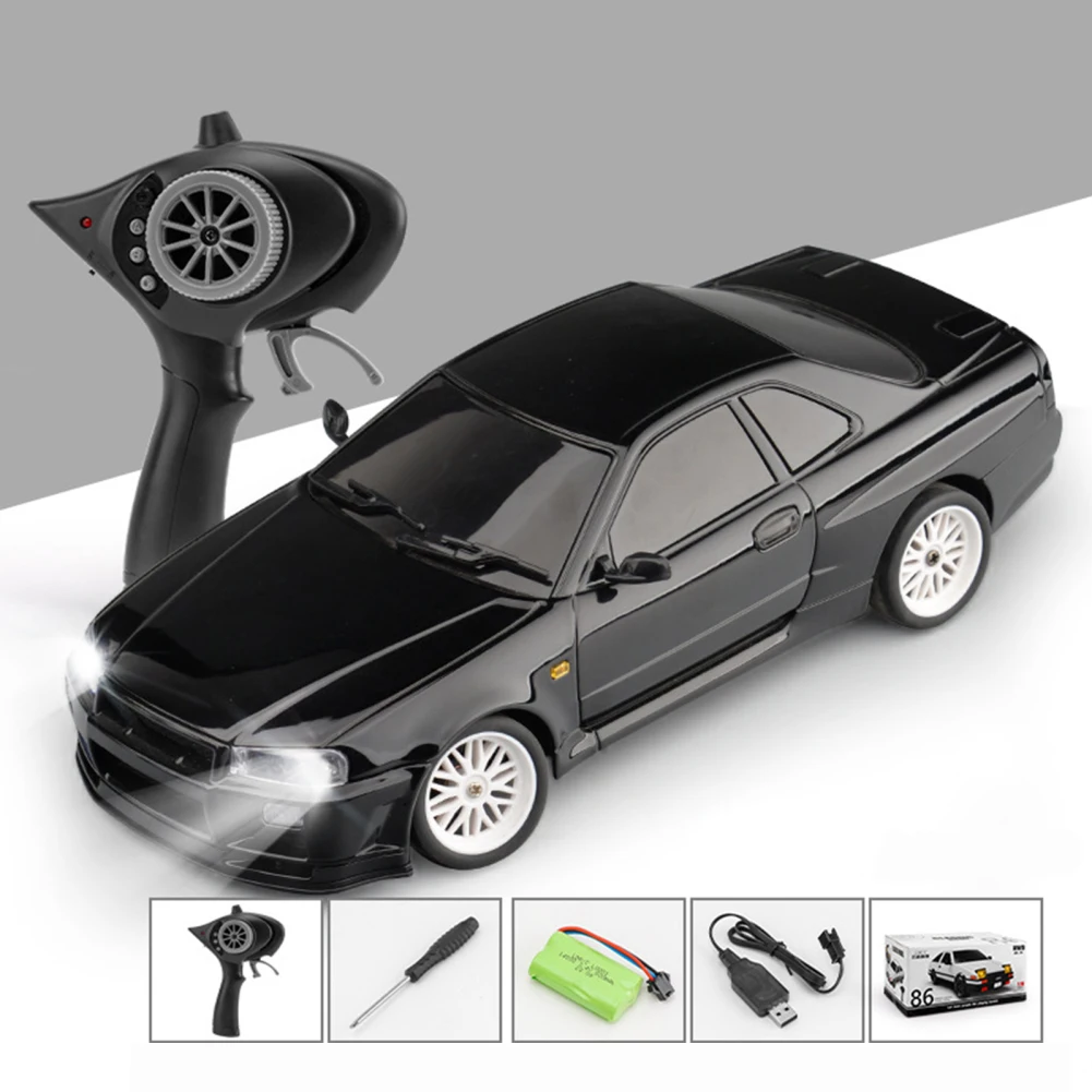 LD1899 Remote Control Car 1/18 Rear Wheel Drive GTR Drift Car 2.4G Racing Vehicles Models Toys With Led Light