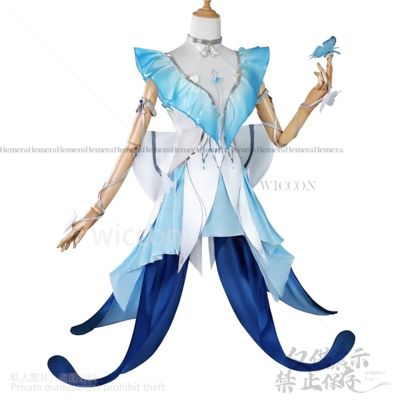 Jeu Wuthering Waves Cosplay Costume pour fille, robe bleue, jolie perruque Lolita sexy, Hmatte en Christma Play Py