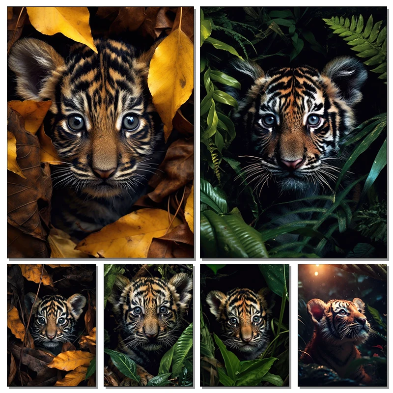 1pcs(No frame)Wild Animlas Posters Modern Wall Art Claissic Canvas Paintings And Prints Tiger HD Pictures For Living Room Hom