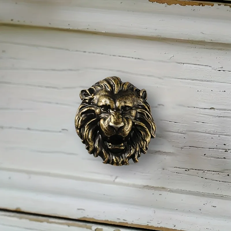 4 Antique Lion's Head Cabinet Pulls, Zinc Alloy Metal Decorative Drawer Knobs, Vintage Bar Style Wardrobe Door Knobs,Home Decora