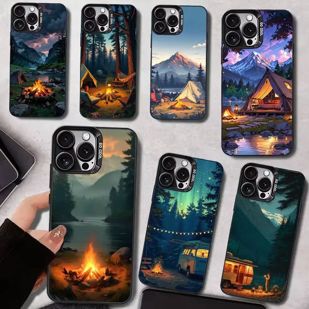 Mountain wild camping Phone Case For iPhone 17,16,15,14,13,12,11 Plus,Pro Max,Colored Silver Phone Case