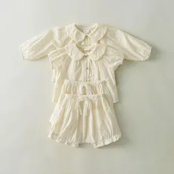 Ensemble de vêtements d'été en coton et dentelle pour bébé fille, tenue à la mode pour nouveau-né