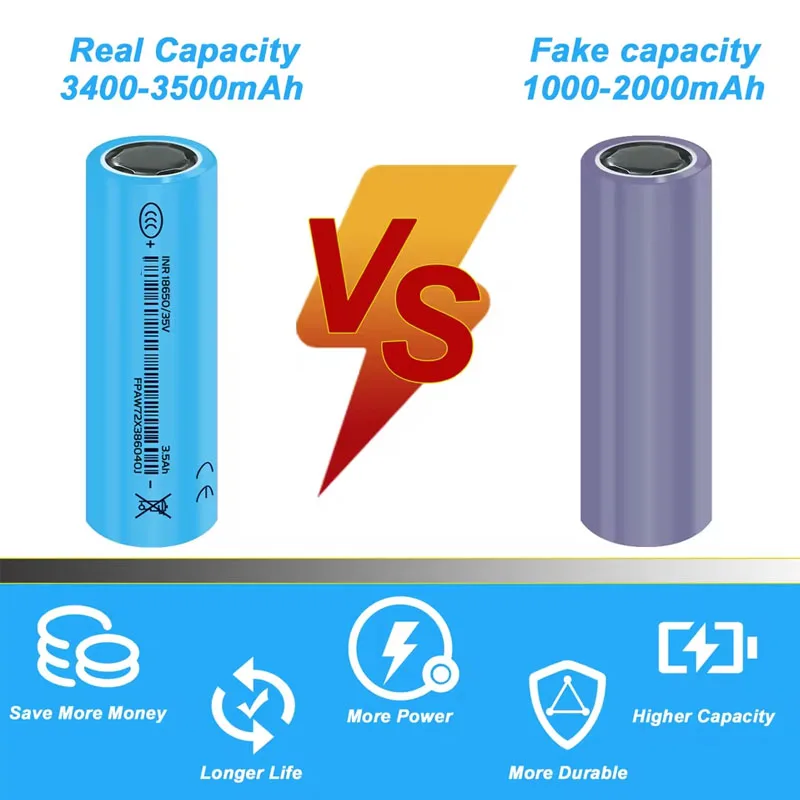 جديد 2025 18650 بطارية ليثيوم 3500 مللي أمبير 3.7 فولت 10A INR18650 القدرة الحقيقية 3500 مللي أمبير مصباح يدوي عالي الطاقة 18650 بطاريات قابلة للشحن #4