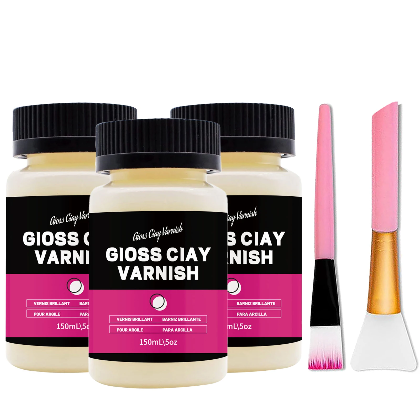 1/2/3 Pcs 150ML Gloss Varnish For Air Dry Clay Glaze Clay Gloss Clay Varnish High Gloss Varnish Long-Lasting Multiusing Glossy
