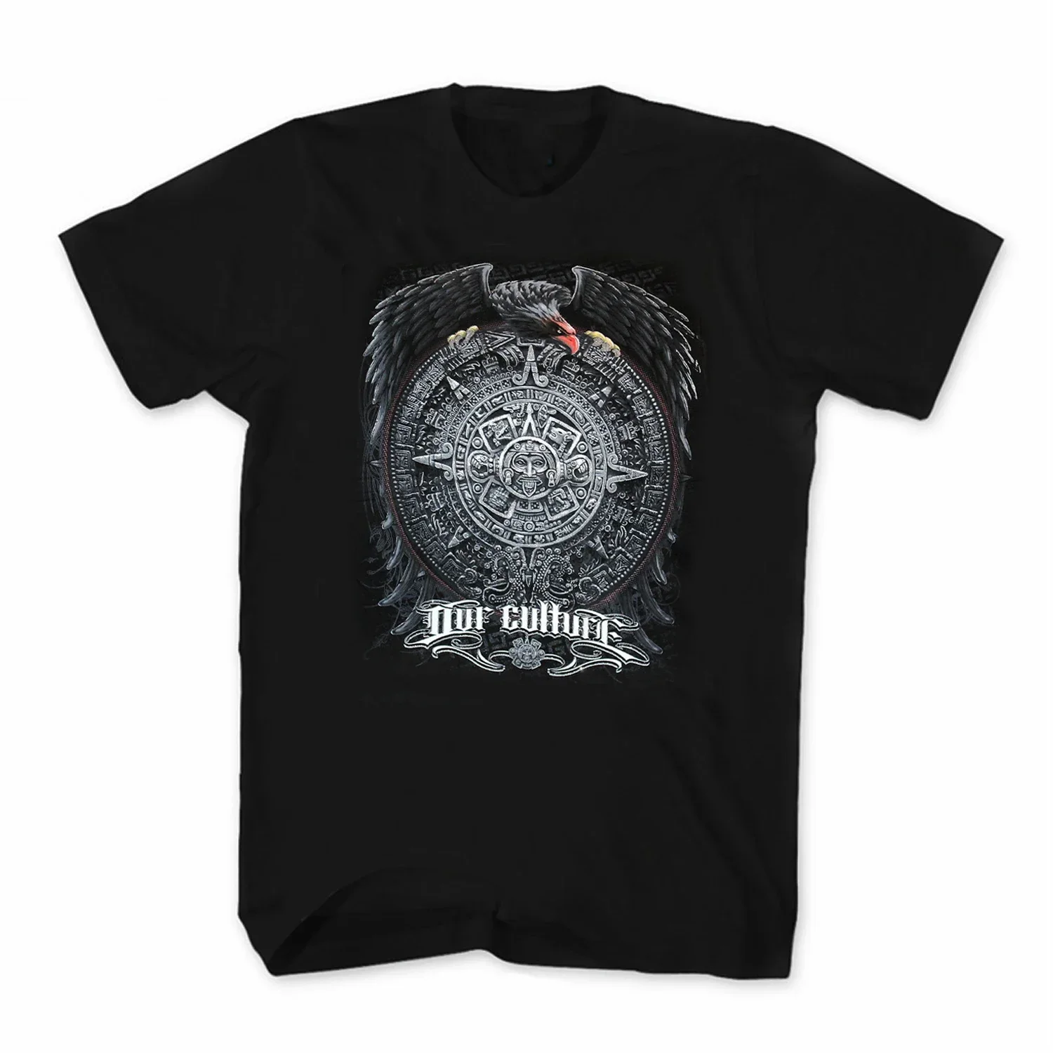 Our Culture. Aztec Sun Stone Calendar Eagle Printed T Shirt 100% Cotton Short Sleeve O-Neck Casual Mens T-shirts New Size S-3XL