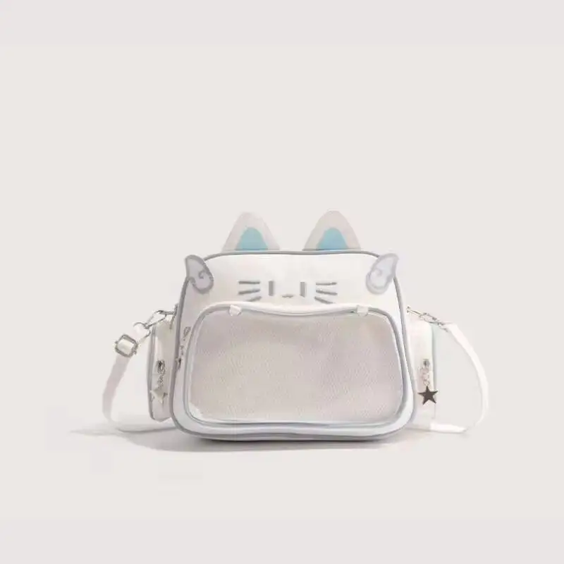 Neue y2k koreanische kawaii katze ita tasche süße pu schulter tasche mädchen transparente tasche harajuku umhängetasche damen mode rucksäcke – Detail 20