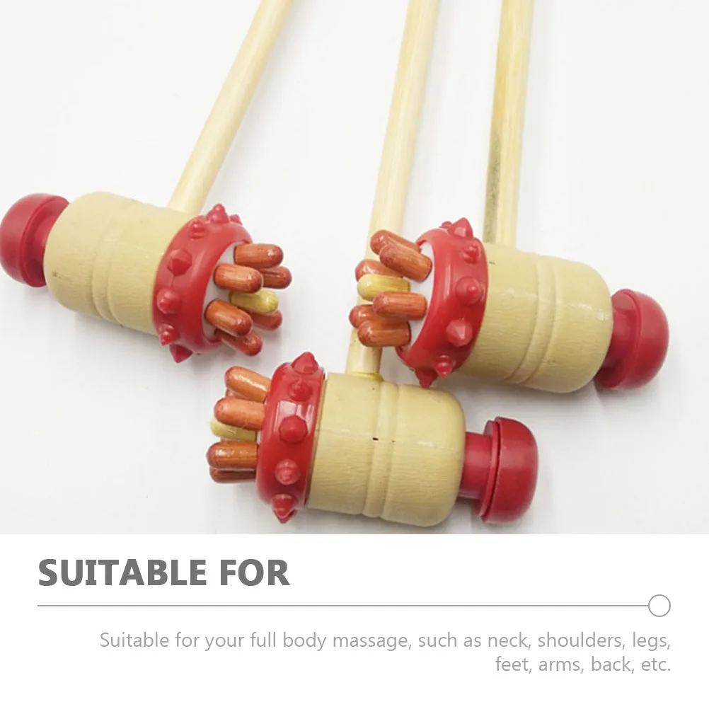 

2 Pcs Massage Hammer Back Health Massager Handheld Portable Massagers Wood Manual Tool for Body