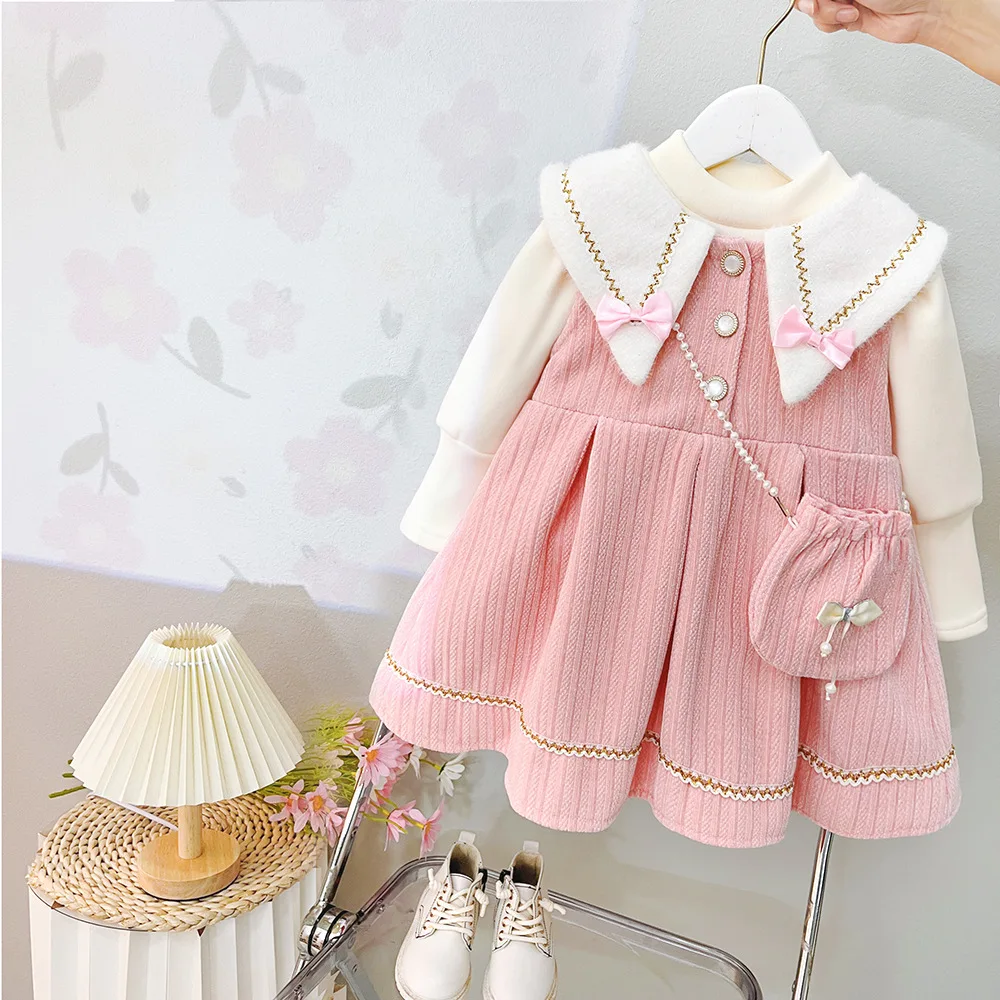 Girl Dress Birthday Skirt Girls Fleece Winter Dress One-piece Dress New Year Girl Clothes Girls Princess Skirt Kids Clothes