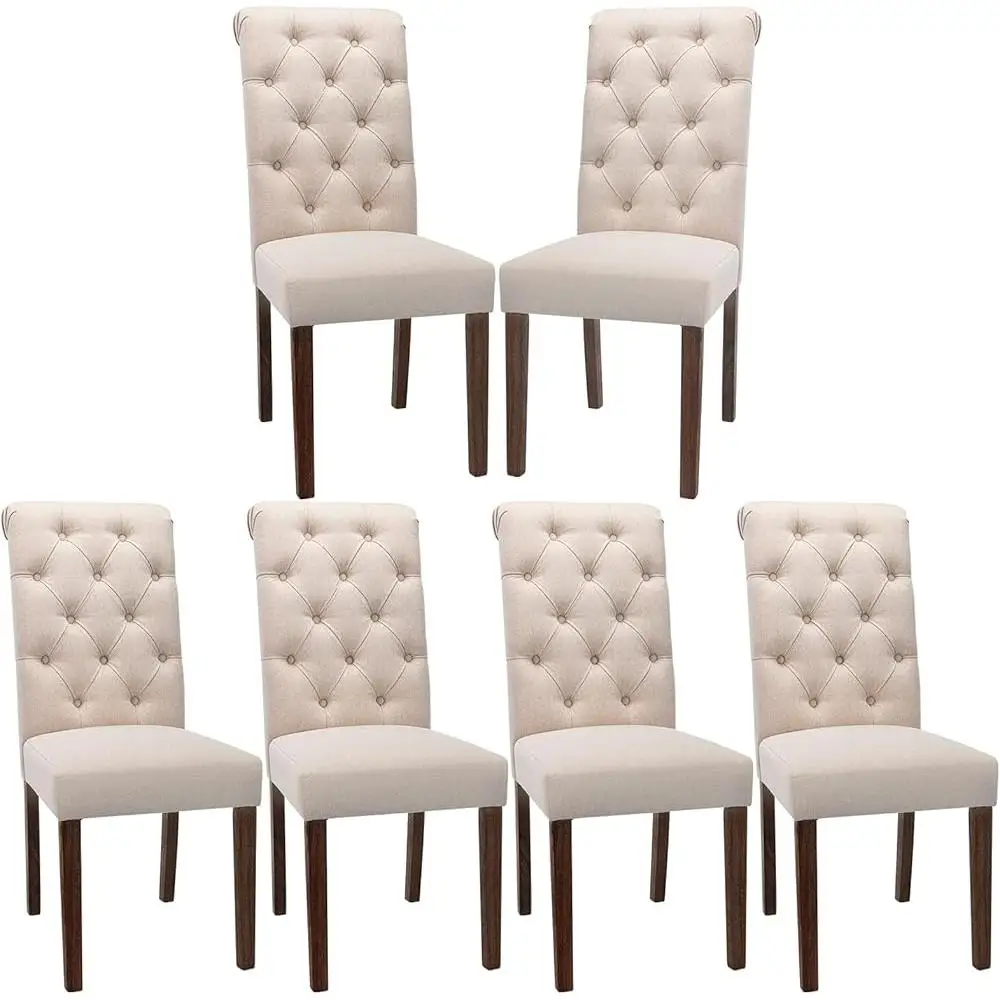 Button Tufted Dining Chairs Set of 6 High Back Upholstered Kitchen Chairs Comfortable Modern Accent Furniture Dining Room and