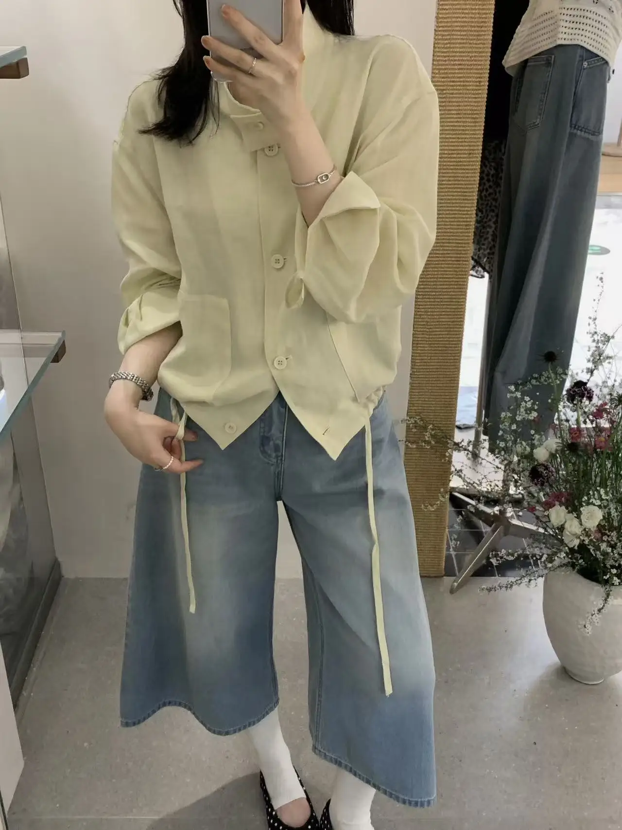 

Женская рубашка-куртка Lilian: повседневная, свободного кроя, с воротником-стойкой, длинными рукавами, весна-лето, универсальная, удобная, дышащая, модная